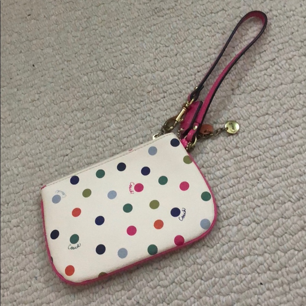 Coach polka dot wristlet